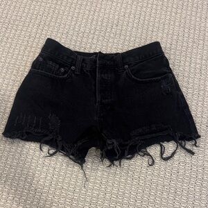 Free People Black Distressed Jean Shorts